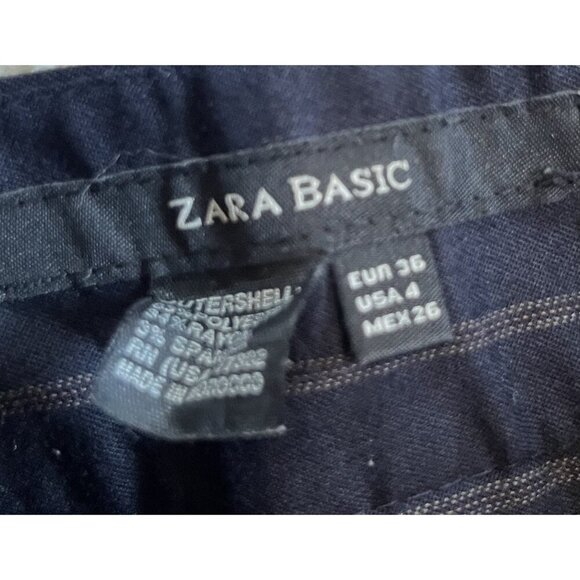 Zara Basic Womens Pinstripe Dress Pants Size 4 Navy - Picture 3 of 3